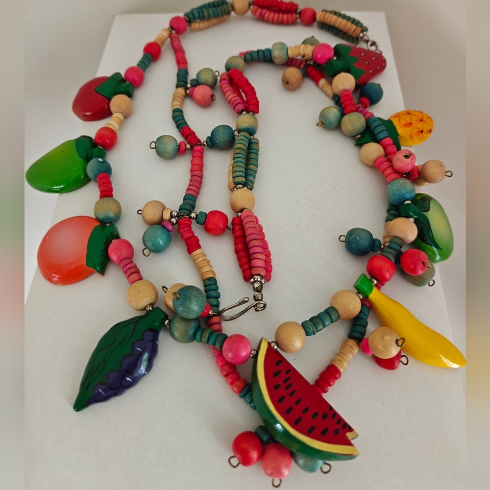 Vintage 80s Figural Fruit "Tutti Frutti" Necklace